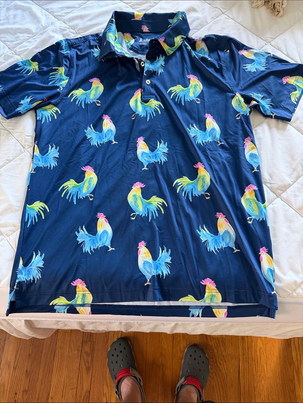 Men's Chubbies Navy Blue Rooster Print Polo Shirt
